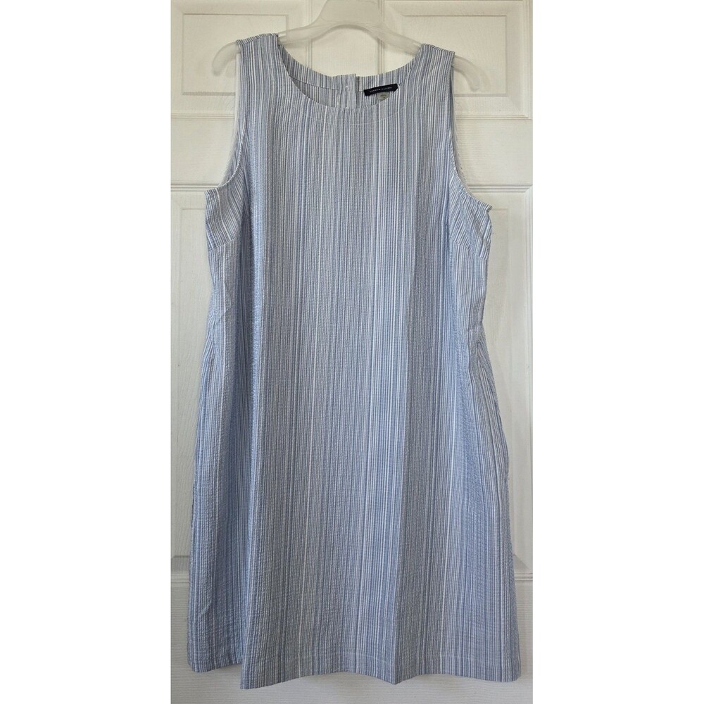 TOMMY HILFIGER Women's Blue & White Striped Sleeveless Shift Dress Size 14 NWT